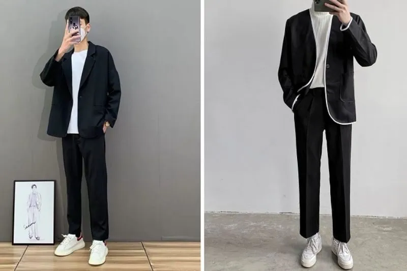 Phối áo blazer với áo thun